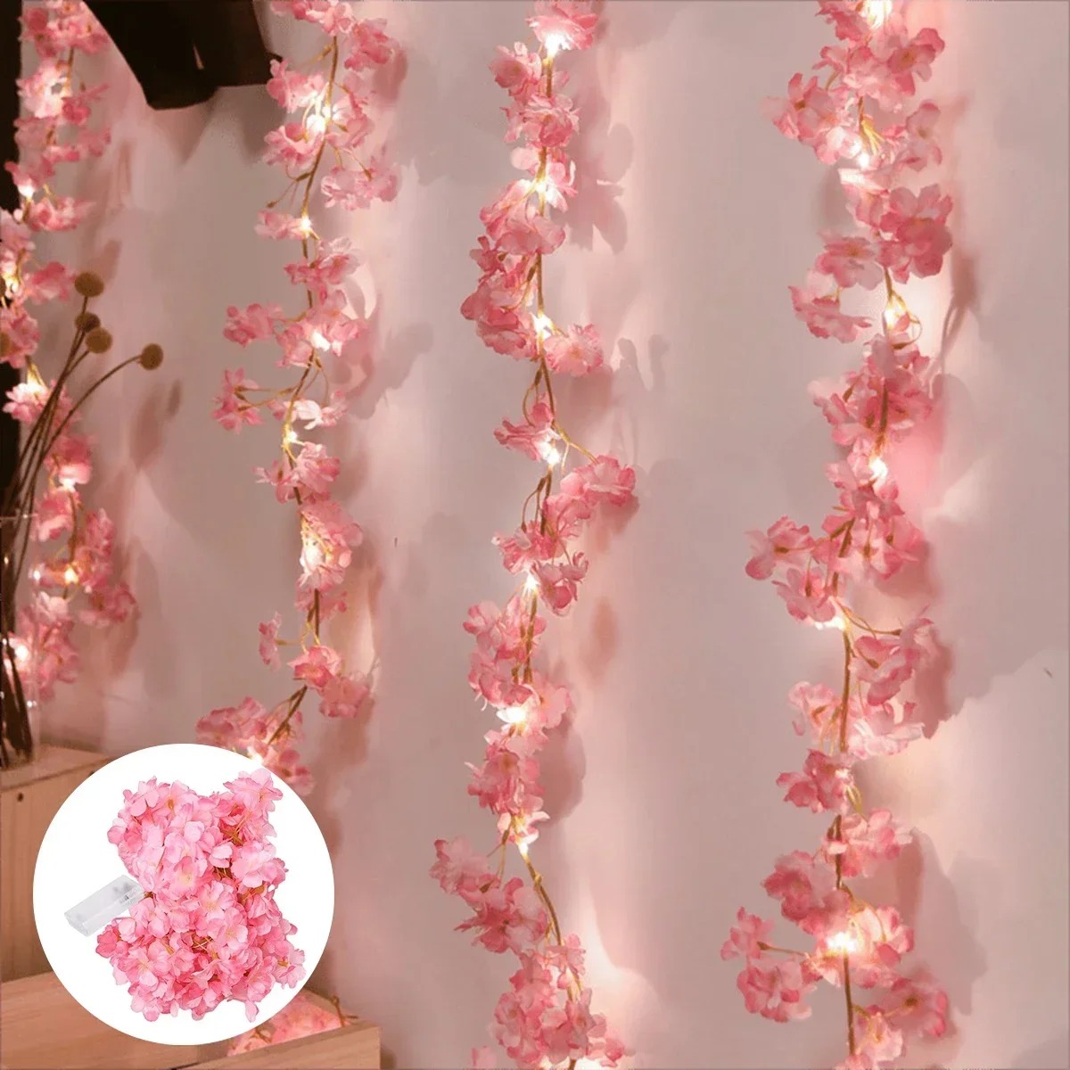 Gardening Tools Pink - Lámpara LED de flores artificiales rosas