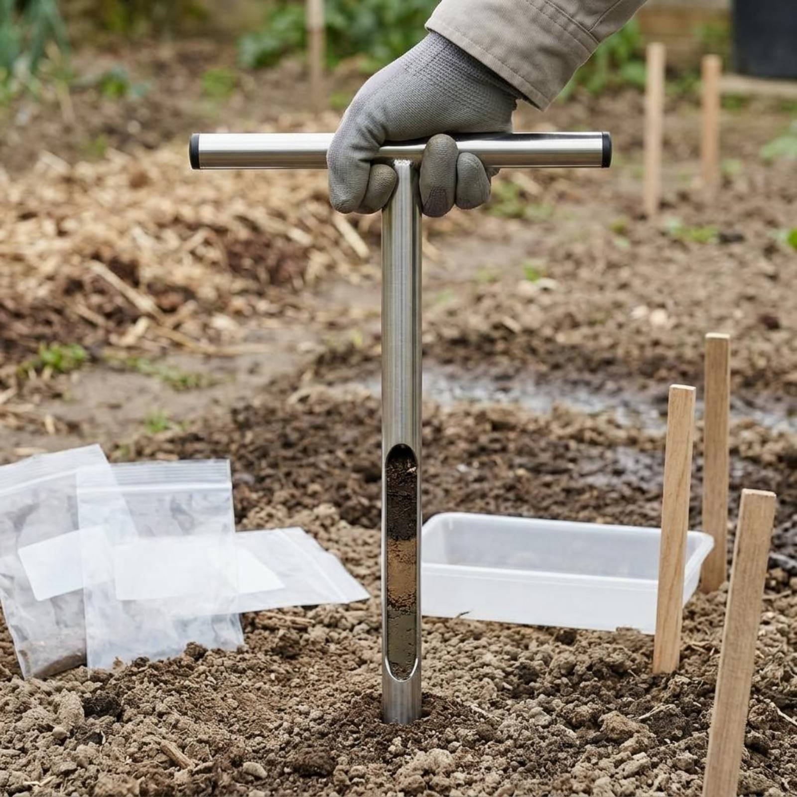 Gardening Tools Long Handle - Muestreador de Suelo de Acero Inoxidable,
