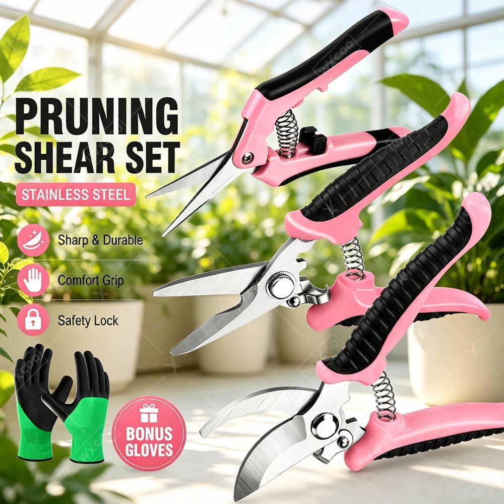 Gardening Tools Pink - Tijeras de Podar para Jardín, Tijeras