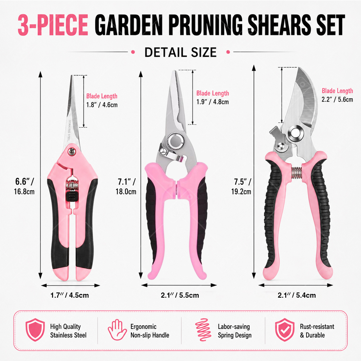 Tijeras de Podar para Jardín,  - Gardening Tools Pink reseña y precio