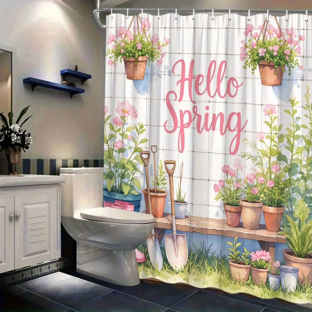 Cortina de ducha con estampado - Gardening Tools Pink reseña y precio