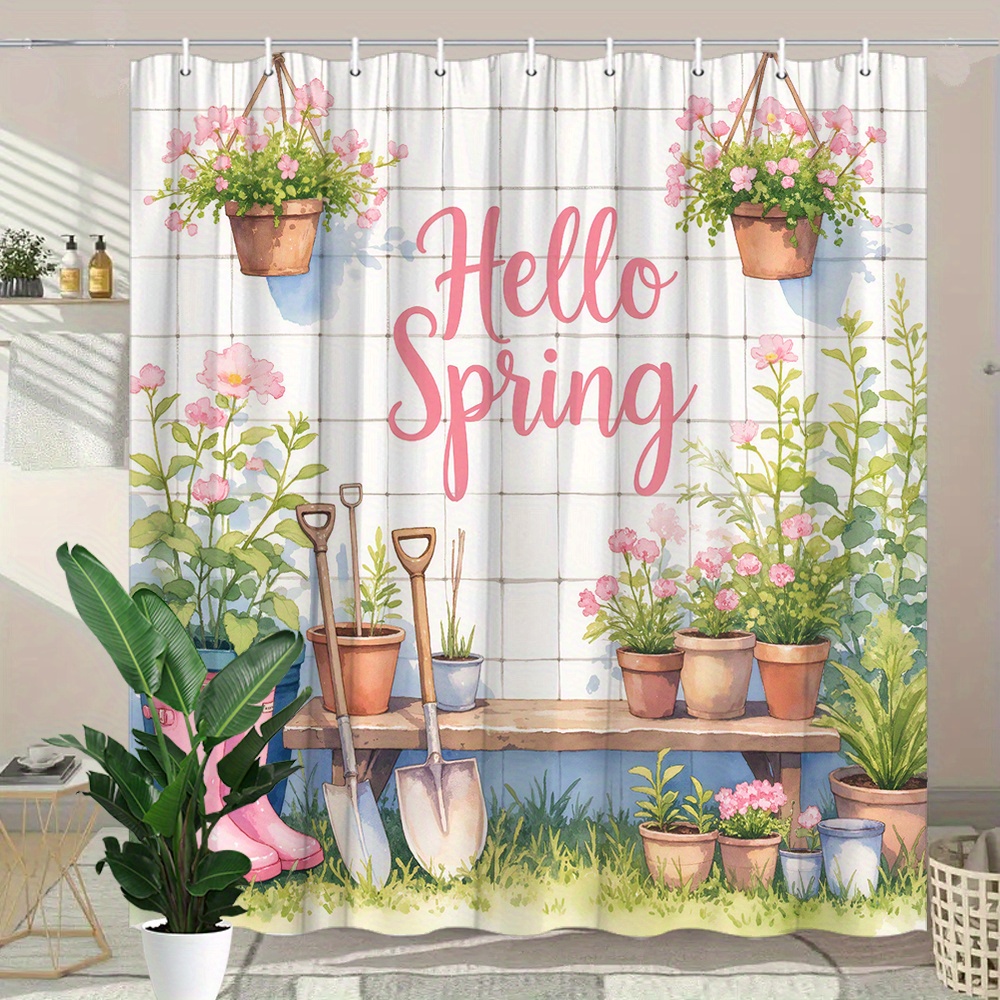 Cortina de ducha con estampado - Gardening Tools Pink reseña y precio